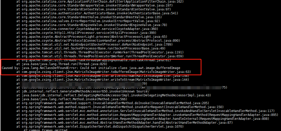 java springboot项目报错:Could not initialize class java.awt.image.BufferedImage